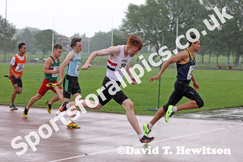 Morgan Greaves-Thomas (Liverpool Pembroke) beaten by 83 Dominic Singh (Kingston upon Hull AC) in the under-15s boys 100 metres at the Northern Under-17s and 15s Championships, Liverpool.